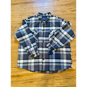 NWT Falls Creek Flannel Shirt 2XL Navy Blue Plaid Button Up Workwear 550 Thick